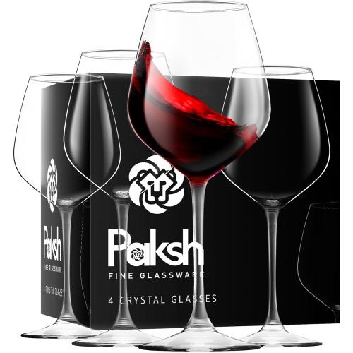 Paksh Novelty Italian Red Wine Glasses - 18 Ounce - Wine Glass Clear (Set of 4)