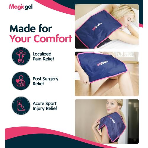 Magic Gel Ice Packs for Injuries Reusable (15 x 11) - Large Ice Pack - Flexible Cold Cooling Pad - Gel Pack for Shoulder, Back, Hip, Knee, Leg, Lower Back