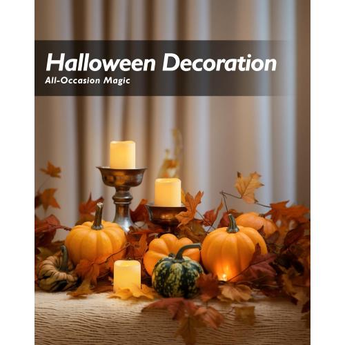 Homemory Set of  24Pack Flickering Flameless Votive Candles,200 Hour Electric Fake Candles,Battery Operated LED Tealight for Wedding,Table,Outdoor,Halloween,Christmas Decoration-Amber Yellow