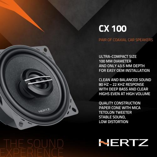 Black HERTZ Cento Series CX100 4 Two-Way Coaxial Speakers - Pair