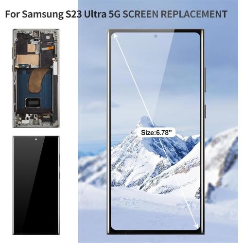 OLED for Samsung S23 Ultra 5g Screen Replacement for Samsung Galaxy S23 Ultra LCD for Samsung S23 Ultra 5g Display Touch Digitizer Screen Assembly Replacement with Frame Black (US Version)