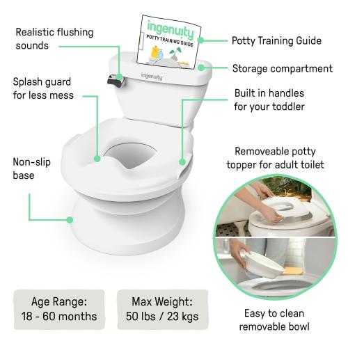 Summer Infant by Ingenuity My Size Potty Pro in White, Toddler Potty Training Toilet, Lifelike Flushing Sound, for Ages 18 Months , Up to 50 Pounds