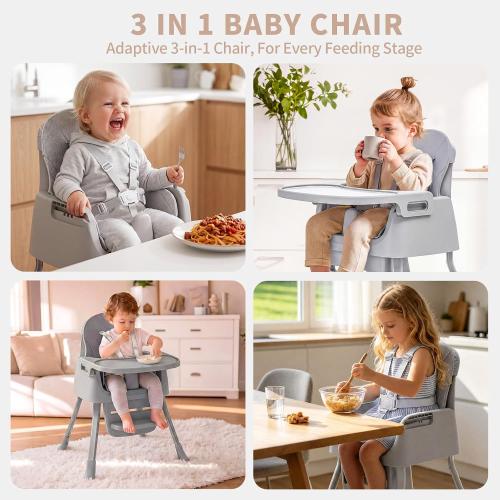 Portable Baby Highchair for Months Infants and Toddlers with 5 Point Harness Convertible Comfortable Seat for Cozy Eating Table Sit Up High Chair and Seats for Sitting Up Back Booster Feeding Chairs | Feeding Chairs with 5 Point Harness Convertible Seat, Adjustable Tray & Footrest, Dishwasher-Safe Tray & PU Leather Cushion