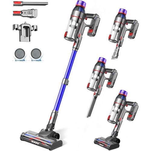 Cordless Stick Vacuum Cleaner for Home: Power Suction Vacuum Tangle-Free Lightweight Design & 2600mAh Detachable Battery Up to 50mins Runtime for Pet Hair Carpet Hardwood Floor