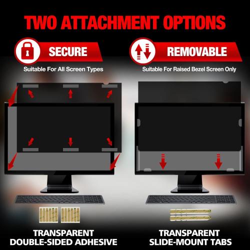 Computer Privacy Screen Filter for 27 Inch 16:9 Widescreen Monitor, Anti-Spy/Anti Glare Protector Office Accessories - WxH: 23 9/16 x 13 1/4 (598mm x 337mm) (Not for 27 16:10)