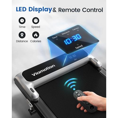 Walking Pad Treadmill with Handle Bar and Adjustable Incline, Compact Portable Treadmills for Home Office, 2.5HP Quiet Anti-Slip Under Desk Treadmills, 0.6-3.8 MPH Remote Speed Control, 265 LBS