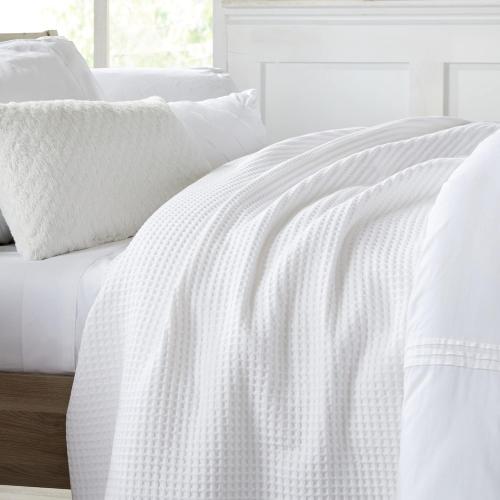 100% Cotton Waffle Weave Bed Blanket | Soft, Breathable, and Lightweight Blanket for All-Season | Perfect for Layering King, White)