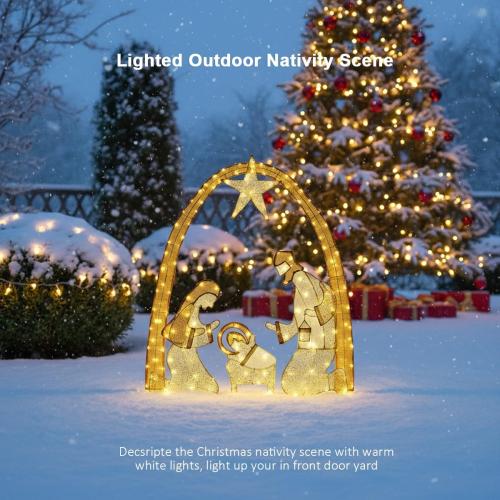 Lighted Outdoor Nativity Scene- Christmas Holy Family Yard Decoration, Large Christmas Holy Family Set for Yard Lawn Garden Outside Decor and Home Holiday Party