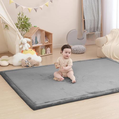 Baby Play Mat for Floor,1.3 Thick Memory Foam Tummy Time Mat,79×118 Extra Large Non Slip Crawling Mat for Toddlers,Infants,Kids,Yoga Mat,Tatami Style for Living Room(Dark Gray)