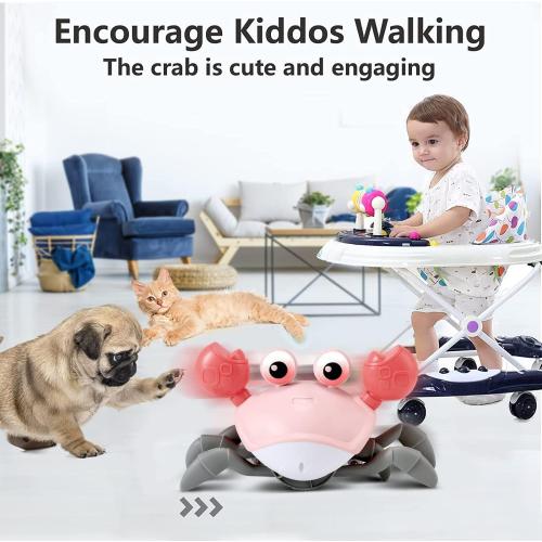 control future Girl Toys Tummy Time: Pink Crawling Crab Montessori Toy Learning 36 Months 3 Year Old Birthday Girls Valentines Gifts Stuff