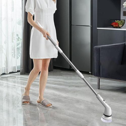Electric Spin Scrubber for Cleaning, High Speed Motor, Cordless Cleaning Brush, Detachable Handle, Metal Extension Pole, Easy to Clean, for Floors, Furniture, Bathrooms, Kitchens