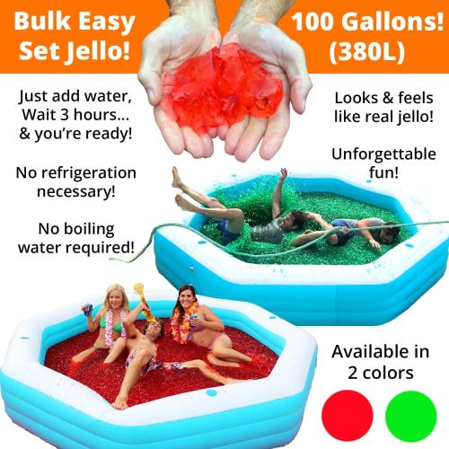 Bulk JELLO WRESTLING Kit 100 Gallon Package! GREEN Jelly Wrestling Mix. Just Add Water to a Jello Pool to make a Jell-o Wrestlers Ring. Easy Set Wrestling Jello for Fundraisers, Tug o War & Party Games