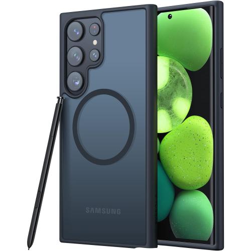 TORRAS Magnetic Shockproof for Samsung Galaxy S23 Ultra Case, Fit for MagSafe, 4X Military Grade Protection, Translucent Slim Case for Samsung S23 Ultra Case Anti-Fingerprint Anti-Scratch, Black