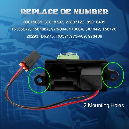 89019089 HVAC Blower Motor Fan Resistor Fits for 1999 2000 2001 2002 2003 2004 2005 2006 Chevy Silverado 1500 2500 Tahoe GMC Sierra Yukon Cadillac Escalade 973-004, 89018597, 22807122