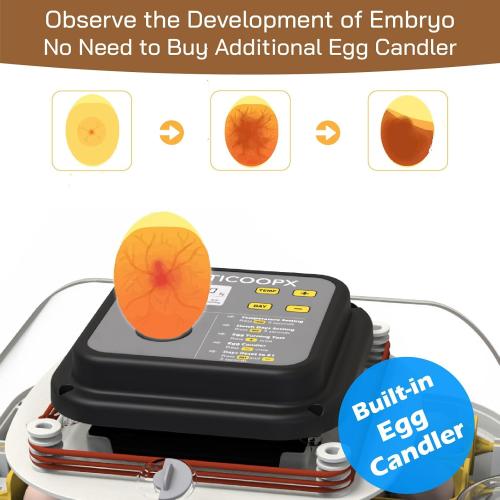 MATICOOPX Egg Incubator with Humidity Display, Egg Candler, Automatic Egg Turner, for Hatching Chickens