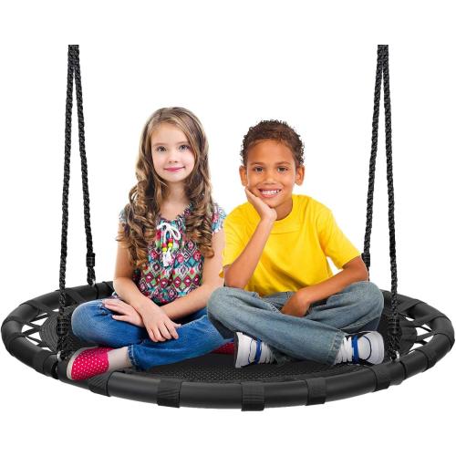 Sorbus Saucer Tree Swing -Kids Outdoor Disc Round Swing - 40 Heavy Duty 220lbs Seat- Easy Install Flying Saucer Web CircleSwing- Perfect for Gift,Playground, Birthday, Xmas, Indoor Outdoor TireSwing