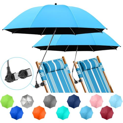 1 PACK Beach Umbrella with Clamp, 360 ° Adjustable Umbrellas for Chair, UPF50  Umbrella for Beach Chair, Patio Chair, Wheelchair, Camping Chair, Golf Carts (Chair Not Included