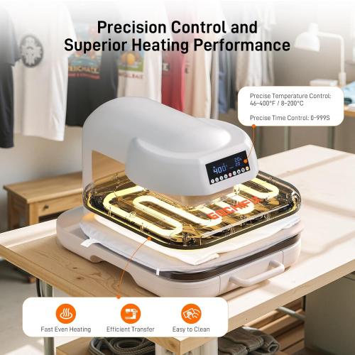 Heat Press Machine for T Shirts, 15x15 Auto Shirt Press Machine w/ 4 Memory Modes, 15 Mins Auto-Off, Precise Temp/Timer Control, Fast Even Heat for Sublimation, HTV, Heat Transfer Projects