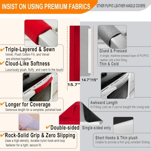 5 PCS Refrigerator Door Handle Covers, Velvet Christmas Red Decors Keep Appliance Clean for Fridge Microwave Stove Bathroom Keep Off Stains Dust Fingerprint Prevent Spread (Red)