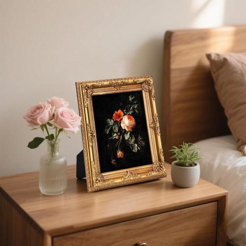 Wooden Vintage Picture Frame 8x10 Antique Gold Photo frame with Acrylic Glass for Photo Display Baroque Tabletop Wall Hanging Home Decor Picture Frames