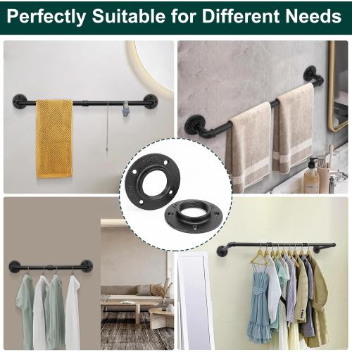 Industrial Pipe Floor Flange, Heavy Duty Malleable Iron Pipe Fittings, Wall Mounted Vintage DIY Threaded Flange for Decoration Steampunk Furniture Vintage Project, Black(4 Pack, 2 Inch)