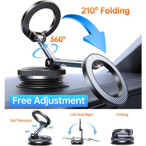 Coolpow【Newest Vacuum Magnetic Phone Holder for Car Phone Holder Mount【Movable Vacuum Suction】Magsafe Car Mount Cell Phone Holders for Your Car Accessories carmount 2.0 for iPhone 17 Pro Max 16 15 14