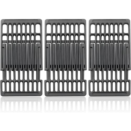 Adjustable Cast Iron Grill Grates, Universal Cooking Grid Grates Replacement for Gas Eletric Grill, Extends from 14 to 20 L, 8 Wide, 3 Pack