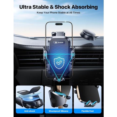 andobil 2025 Military-Grade Car Phone Holder [Upgraded Strongest Suction & Clip] Phone Holders for Your Car, Dashboard Windshield Vent Car Phone Mount for iPhone 17 Pro Max 16 15 14 13 12 Android