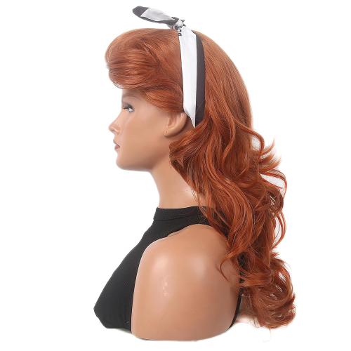 Black Long Curly Beehive Wig Vintage Wig with bangs for Women Costume Cosplay Fancy Dress 60s 70s Retro Wigs (reddish brown)