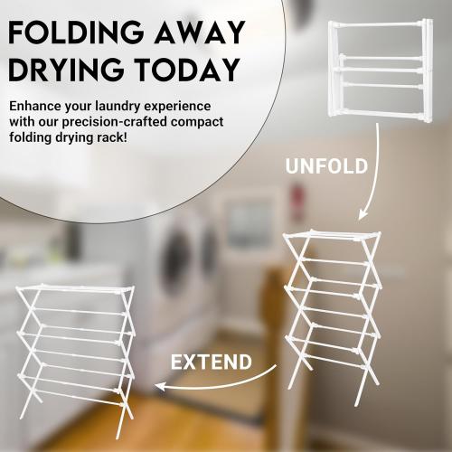 2026 Enhanced Clothes Drying Rack | Foldable Drying Rack Clothing for Laundry | Small Collapsible Portable Dryers for Laundry | Use for Indoor & Outdoor | White 37.5x29x12