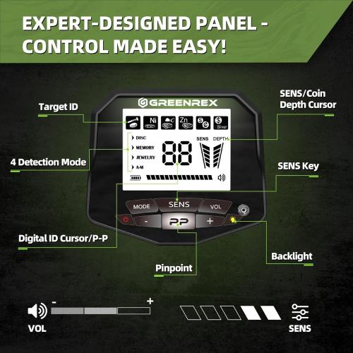 Metal Detector for Adults Professional, Waterproof Pinpoint, High Accuracy Gold and Silver Detection, Underwater and Beach Use, 10'' IP68 Coil, Bigger LCD, New Advanced DSP Chip, Black