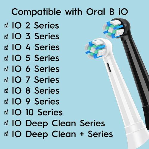 12 PCS IO Replacement Heads Compatible with Oral b iO 2/3/4/5/6/7/8/9/10 Series Electric Toothbrush, Brush Heads Compatible with Oral B IO for Teeth Cleaning (Black/White)