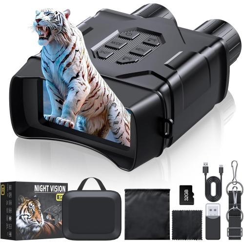 Size 32GB Night Vision Goggles 5K Infrared Binoculars 4 Large Screen Night Vision Binoculars for Adults, 10x Zoom Digital Night Vision with WiFi 32GB Memory Save Photo and Video