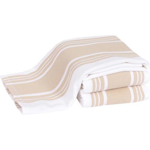 All-Clad Dual-Purpose Kitchen Towels: Highly Absorbent - 100% Cotton, 17x30 Dish Towels for Cleaning & Drying Dishes & Glassware, 6-Pack, Cappuccino