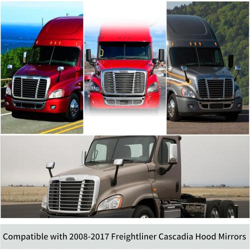 Hood Mirrors Compatible with 2008 2009 2010 2011 2012 2013 2014 2015 2016 2017 Freightliner Cascadia Hood Mirror for Freightliner Cascadia Front-view Mirror