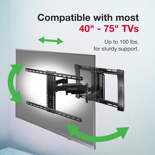Rocketfish - Full-Motion TV Wall Mount for Most 40 - 75 TVs - Black Non-Retail packaging