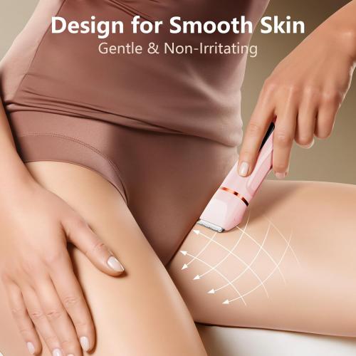 Hair Removal Epilators Bikini Trimmer for Women, Painless Waterproof Electric Foil Shaver Razors for Facial Leg Body Armpit,Cordless Ceramic Blade with USB Charging Dock,Travel Size,Pink