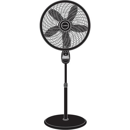 Lasko Oscillating Cyclone Pedestal Fan, Adjustable Height, Timer, Remote Control, 3 Speeds, for Bedroom, Living Room, Home Office, 18, Black, 1843