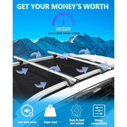 Car Roof Rack Cross Bars 55 Thick Aluminum Crossbars Universal Roof Rack Adjustable Roof Cross Bars with 200 lbs Load Capacity Fits Most Vehicles with Existing Raised Side Rails with Gap