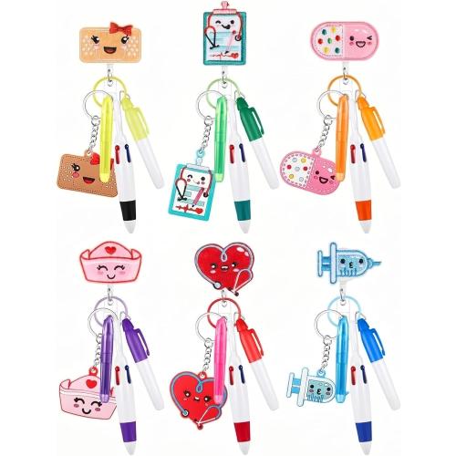Henoyso 36 Pcs Nurse Badge Reel with Mini Highlighter Pens 2026 Cna Nursing Week Gifts Bulk Retractable Badge Clips Accessories for Cna Medical Nursing Staff Women (Classic)