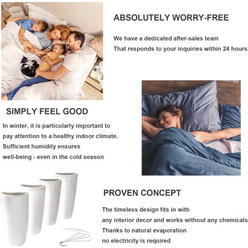 Pack of 4 Ceramic Radiator Hanging Humidifiers with S-Shaped Hooks White Radiator Water Evaporator for Healthy Room Air Moisture