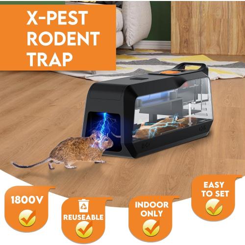 X-PEST Electronic Mouse Trap 2 Pack – Electric Mouse Trap Zapper for Indoor & Outdoor Use, Reusable Rodent Trap, No Touch No See, Effective Mice & Mouse Control