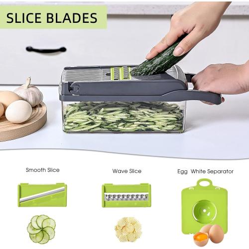 Vegetable Chopper Slicer 13-in-1 with Spice Chopper Set 7 Blades Veggie Dicer Onion Fruit Cutter