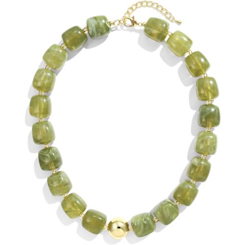 Colorful Chunky Necklaces for Women Multicolored Large Square Resin Beads Necklace Trendy Bold Statement Beaded Necklace