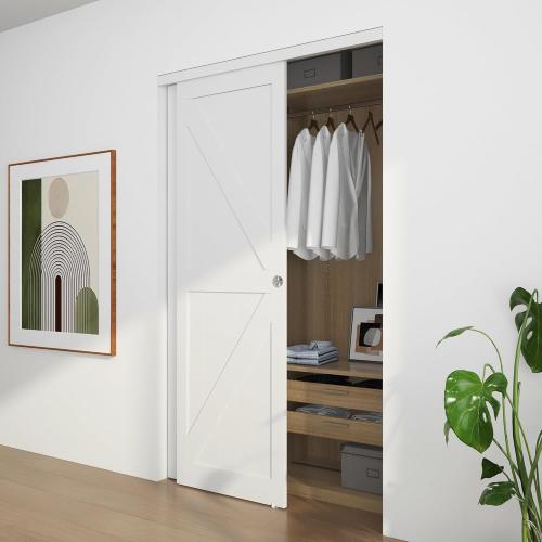 Bypass Sliding Door Track Hardware 48, Wardrobe Closet Door Steel Track Set, Easy to Install,Smoothly and Quietly, for 2 Door System