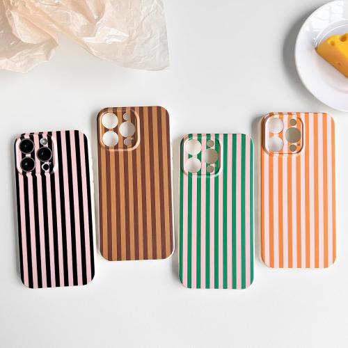 Lovmooful for iPhone 15 Pro Max Case Cute Color Striped Design-Green&Pink | Compatible for iPhone 15 Pro Max Case,Aesthetics,for Girls Women,Soft TPU,Shockproof,More Protective,Girly