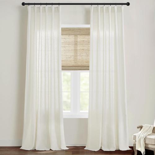 120 Inch Curtains Long for Large Window,Linen Sheer Light Filtering 10FT Length 10 FT Tall Curtains for Living Room Sunroom 2 Panels Set