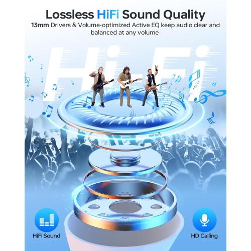 Color White Wireless Earbuds Bluetooth 5.3 Headphones, 40Hrs Playback Stereo Ear Buds with LED Display Charging Case IPX7 Waterproof in-Ear Earphones with Mic for Phone Tablet Laptop Sports, White