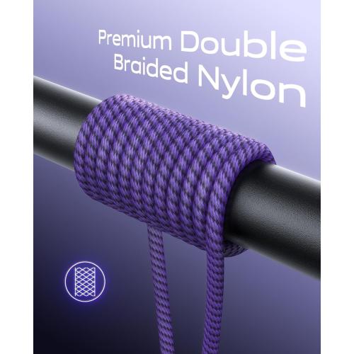 USB A to USB C Cable 60W Fast Charging 6FT, 2Pack USB C Cable for CarPlay | Durable Braided USB to USB C Charger Cord iPhone USB C Cable for iPhone 17 16 15 Pro Max, Samsung Galaxy S26 and More-Purple