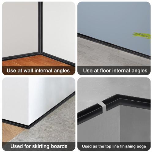 4Pack 48″ Decorative Metal Inside Corner Trim, Aluminum Peel and Stick Molding Trim for Walls, Baseboard, Ceiling, Backsplash Panel, Kitchen, Toilets, Bathroom, Tiles (48in×0.8in×0.8in,Black)